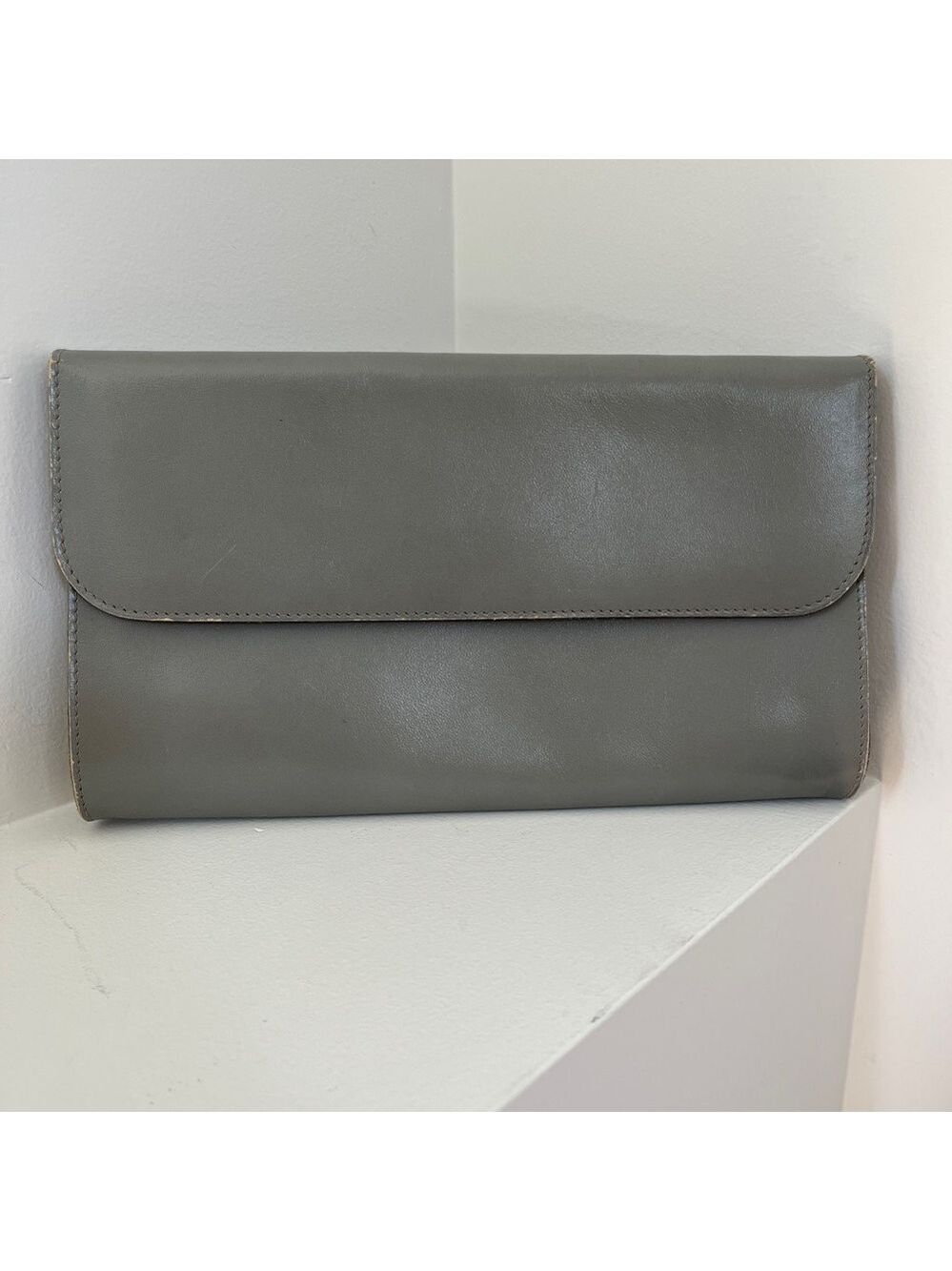 VINTAGE Elegance Genuine Leather Made in Canada Envelope Clutch Bag Minimalist
